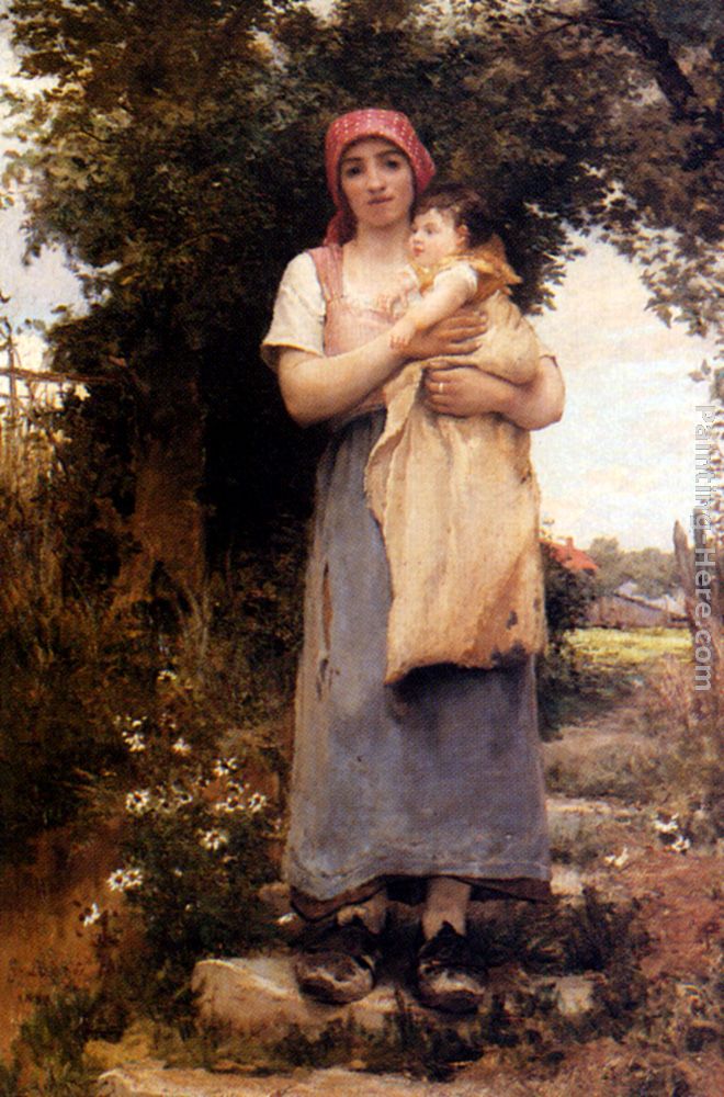 A Mother Holding Her Child painting - Georges Laugee A Mother Holding Her Child art painting